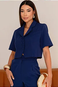 SPENCER SHIRLEY MANGA CURTA BOTÕES - AZUL MARINHO