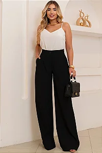 CALÇA PILAR ALFAIATARIA PREGAS FRENTE - PRETO