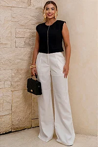 CALÇA PILAR ALFAIATARIA PREGAS FRENTE - OFF WHITE