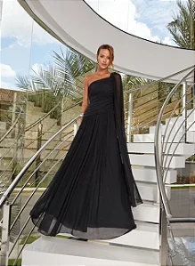 VESTIDO LONGO UM OMBRO SOPHIA - PRETO