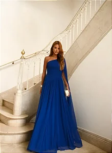 VESTIDO LONGO UM OMBRO SOPHIA - AZUL ROYAL