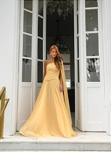 VESTIDO LONGO UM OMBRO SOPHIA - CAMOMILA
