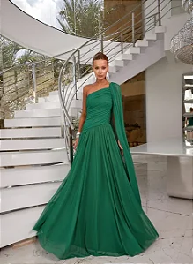 VESTIDO LONGO UM OMBRO SOPHIA - VERDE BANDEIRA