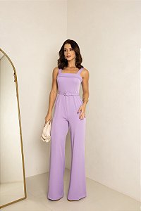 MACACÃO KÉSIA LONGO DETALHE CINTO - LILÁS