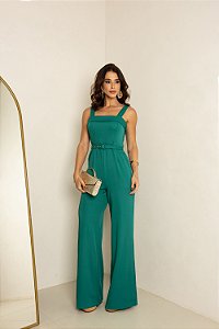 MACACÃO KÉSIA LONGO DETALHE CINTO - VERDE