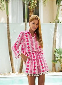 CONJUNTO CAMISA E SHORT LAISE BRUNA - PINK
