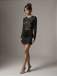 CROPPED ML PÉROLAS NOBLESSE - PRETO