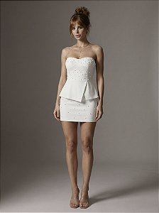 CONJUNTO CROPPED T.Q.C E SAIA PÉROLAS SUMMER BOHO - OFF WHITE