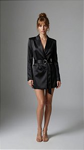 VESTIDO BLAZER CREPE ACETINADO CELEBRATION - PRETO