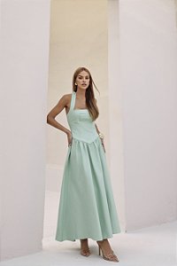 VESTIDO LONGO FRENTE ÚNICA MARCELE - VERDE MENTA
