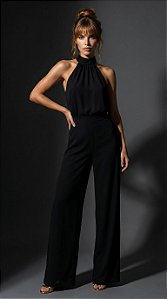 CONJUNTO BLUSA HALTER E PANTALONA CHIFFON NOBLESSE - PRETO