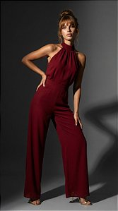 CONJUNTO BLUSA HALTER E PANTALONA CHIFFON NOBLESSE - BORDÔ