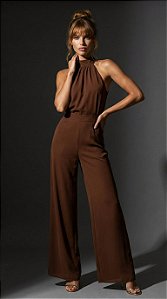 CONJUNTO BLUSA HALTER E PANTALONA CHIFFON NOBLESSE - MARROM