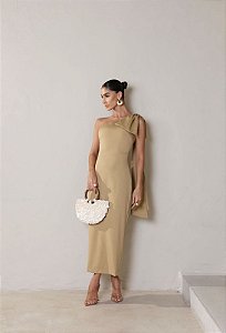 VESTIDO FLÁVIA LONGUETE TUBINHO LAÇO - CAKI