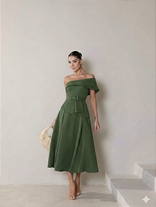 VESTIDO LARA MIDI COM CINTO - VERDE