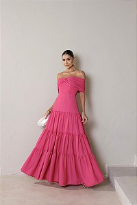VESTIDO HOLANDA CHIFON OMBRO A OMBRO - PINK
