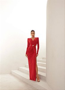 VESTIDO WANESSA MANGA LONGA - VERMELHO