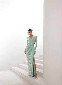 VESTIDO WANESSA MANGA LONGA - VERDE MENTA