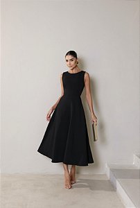 VESTIDO ANA PAULA MIDI ALFAIATARIA PREMIUM - PRETO