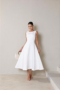 VESTIDO ANA PAULA MIDI ALFAIATARIA PREMIUM - OFF WHITE