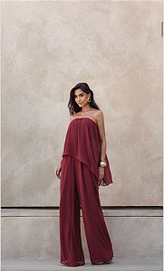 MACACÃO SAMIRA BLUSA ASSIMÉTRICA - MARSALA