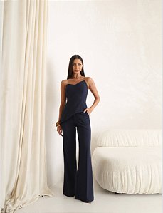CONJUNTO BRENDA BLUSA E CALÇA ASSIMÉTRICA - AZUL MARINHO