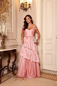 VESTIDO DE FESTA LIZ OMBRO A OMBRO - ROSÉ