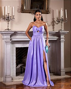 VESTIDO DE FESTA MANUELA T.Q.C TAFETÁ - LAVANDA