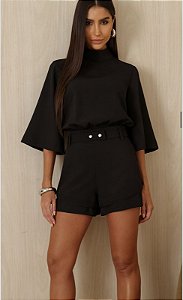 MACAQUINHO ALFAIATARIA COM CINTO ELOÁ - PRETO