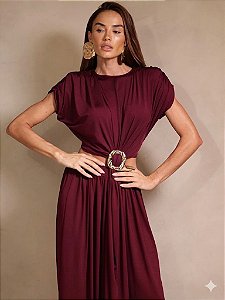 CONJUNTO RENATA CALÇA E BLUSA CROPPED OMBREIRAS - VINHO