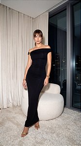 VESTIDO SAMANTA OMBRO A OMBRO MIDI WILDNESSE - PRETO