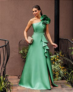 VESTIDO DE FESTA ANTONELLA ZIBELINE - VERDE OLIVA