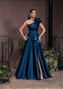 VESTIDO DE FESTA ANTONELLA ZIBELINE - AZUL MARINHO