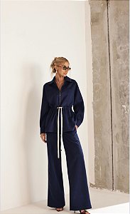 CONJUNTO TÓQUIO CASACO E CALÇA AVELUDADO - AZUL MARINHO