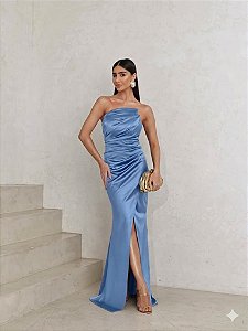 VESTIDO DE FESTA MILÃO T.Q.C. - AZUL SERENITY