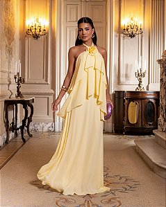 VESTIDO DE FESTA ANTONELLA FRENTE ÚNICA - AMARELO