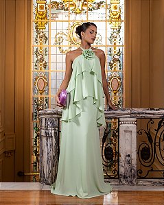 VESTIDO DE FESTA ANTONELLA FRENTE ÚNICA - VERDE MENTA