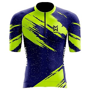 Camisa Mtb Neon Azul com Verde Ciclismo  com Proteção UV/UVB/UVA 50