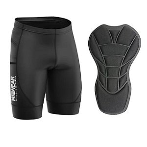 Bermuda Short Ciclismo Masculino Almofadada Alta Densidade Mtb Preta Forro De Espuma Com 2 Bolsos