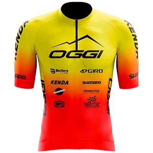 Camisa De Ciclismo Camiseta Ciclismo Proteção Uv50+ Oggi Amarela/Laranja