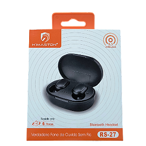 Fones de ouvido sem fio TWS Bluetooth 5.3 H'maston RS27  com microfone