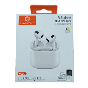 Fone Ouvido H'maston Rs20 Bluetooth 5.3 Bateria 5hs Resistente ao Suor