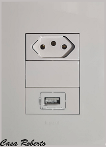 Conjunto 4X2 Placa White com 3 módulos(USB, Interruptor e tomada 10A) - Arteor
