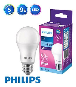 Lampada LED Bulbo 9W E27 806lm Bivolt 6500K Luz Fria - Philips