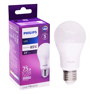 Lampada LED Bulbo 11W E27 1018lm Bivolt 4000K Luz Neutra - Philips