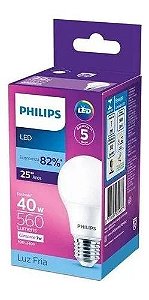 Lampada LED Bulbo 7W E27 560lm Bivolt 6500K Luz Fria - Philips