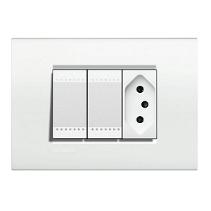 Conjunto 4x2 C/ 2 Interruptores Simples + 1 Tomada 10A White Living Light