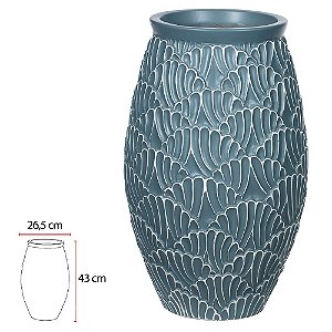 VASO DECORATIVO POLIRESINA (AZUL BRANCO) 43cm 26,5d (FLORARTE)