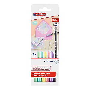 edding 1200 - Caneta para detalhes - Kit c/6 Tons pastéis - 1 mm