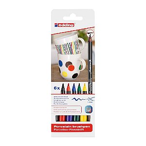 edding 4200 - Kit c/6 canetas para porcelana permanente - Cores sortidas - 1 a 4 mm